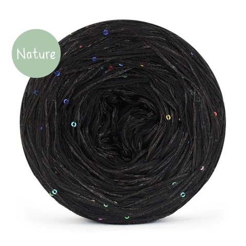 KOKONEK_Nature GLOW NG01 - Czerń + cekiny disco czerń / 400 m  / 3+1 nitki - GOTOWY