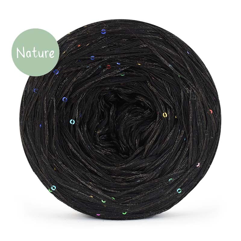 KOKONEK_Nature GLOW NG01 - Czerń + cekiny disco czerń / 400 m / 3+1 nitki - GOTOWY