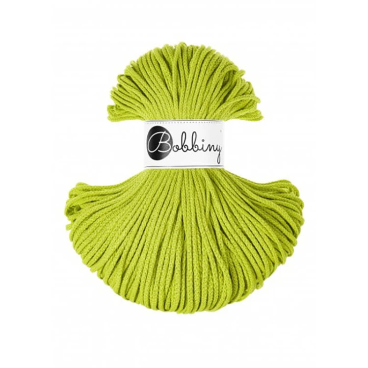 Sznurek pleciony bawełniany Bobbiny Junior / Dopamine Lime / 3mm / 100m