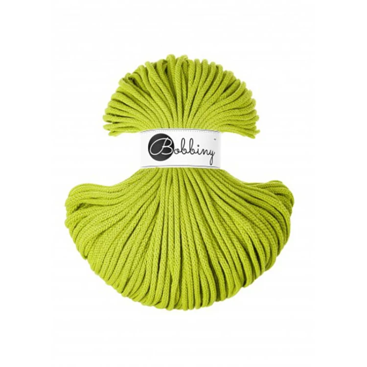 Sznurek pleciony bawełniany Bobbiny Premium / Dopamine Lime / 5mm / 100m
