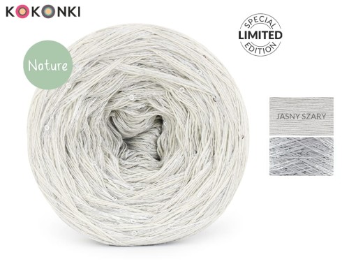 KOKONEK_Nature GLOW NG09 - Jasny szary + cekiny srebro / 400 m / 3+1 nitki - GOTOWY