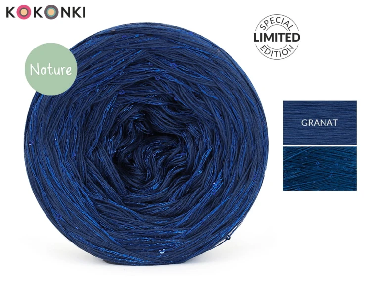 KOKONEK_Nature GLOW NG11 - Granat + cekiny granat / 400 m / 3+1 nitki - GOTOWY