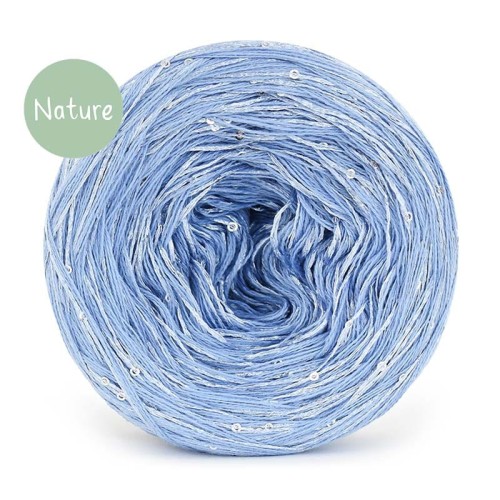 KOKONEK_Nature GLOW NG12 - Denim + cekiny błękit / 400 m / 3+1 nitki - GOTOWY
