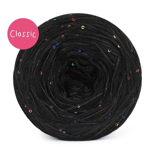 KOKONEK_Classic GLOW CG03 - Czerń + cekiny disco czerń / 400 m / 3+1 nitki - GOTOWY