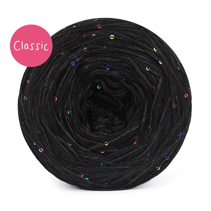 KOKONEK_Classic GLOW CG03 - Czerń + cekiny disco czerń / 400 m / 3+1 nitki - GOTOWY