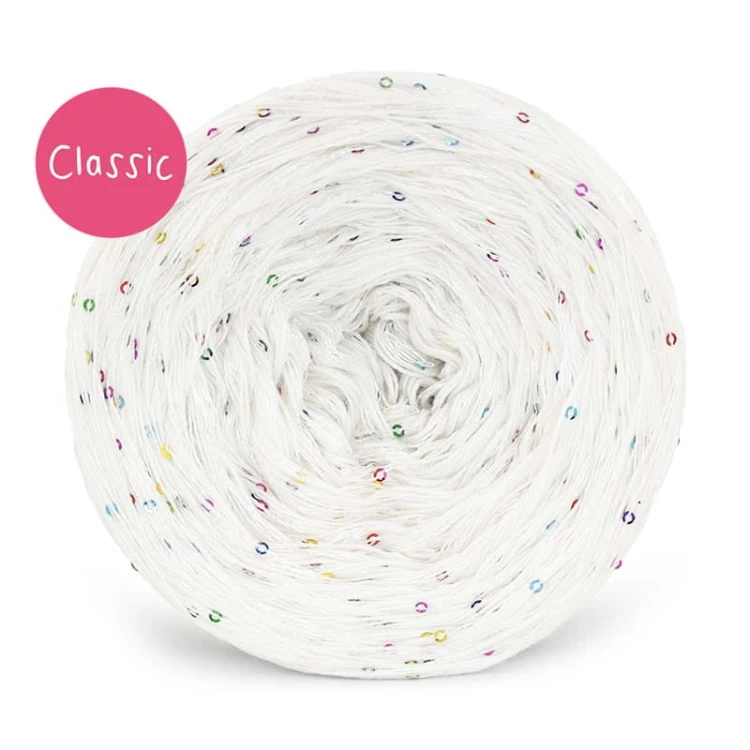 KOKONEK_Classic GLOW CG02 - Kreda + cekiny disco biel / 400 m / 3+1 nitki - GOTOWY
