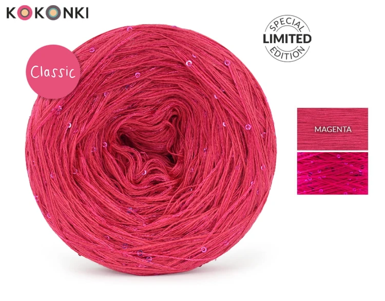 KOKONEK_Classic GLOW CG07 - Magenta + cekiny magenta / 400 m / 3+1 nitki - GOTOWY