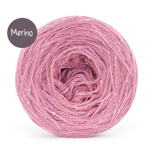 KOKONEK_Merino GLOW MG08 - Zgaszony róż + cekiny róż / 400 m / 3+1 nitki - GOTOWY