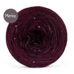 KOKONEK_Merino GLOW MG10 - Wino + cekiny wino / 400 m  / 3+1 nitki - GOTOWY
