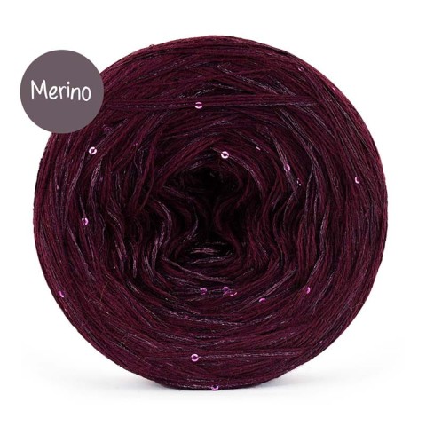 KOKONEK_Merino GLOW MG10 - Wino + cekiny wino / 400 m  / 3+1 nitki - GOTOWY