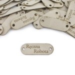Zestaw metek nubuk premium "Ręczna Robota" / kawa z mlekiem / 15 x 40 mm / 5 szt. 