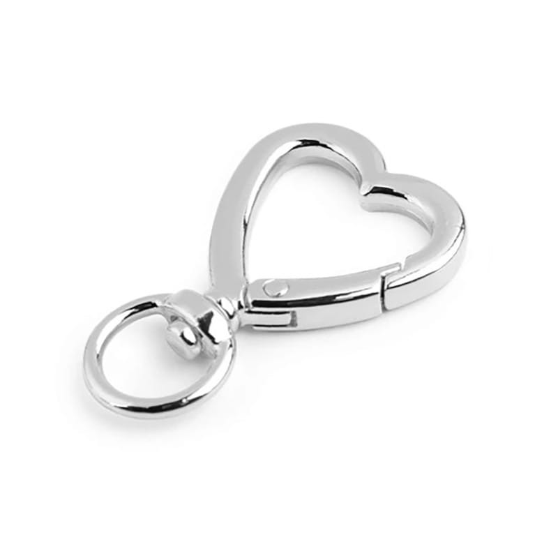 Karabińczyk metalowy serce / nikiel / 10 mm / 1 szt. / 930163