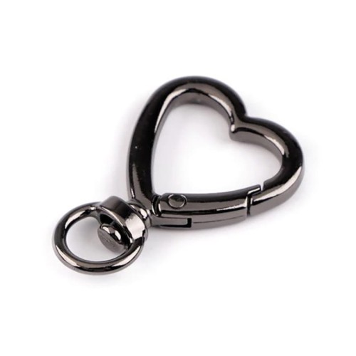 Karabińczyk metalowy serce / czarny nikiel / 10 mm / 1 szt. / 930163