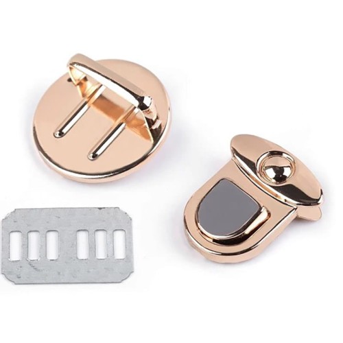 Zapięcie do torebki / metal / różowe złoto i czerń / 30 x 34 mm / 930695