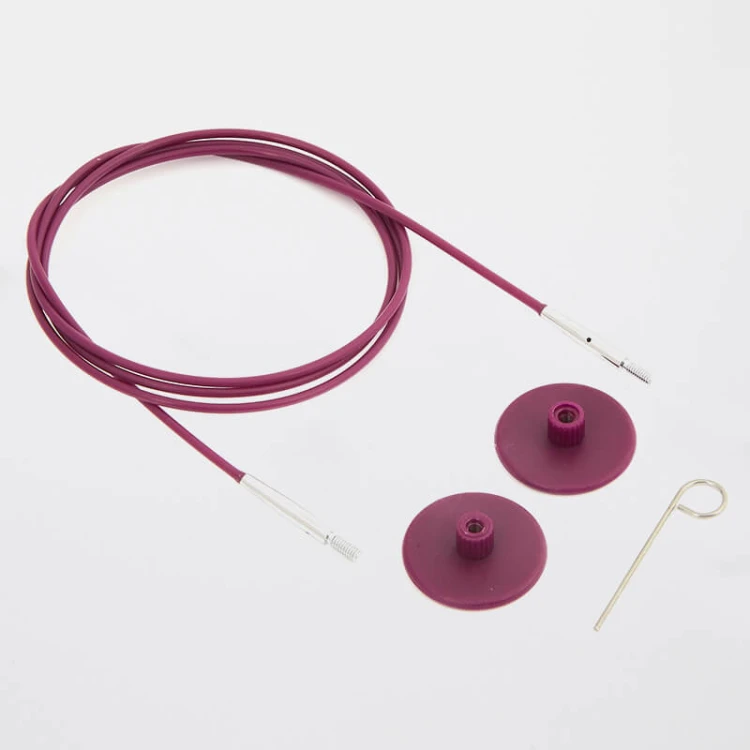 Wymienne żyłki do drutów KnitPro Swivel 360° fioletowe obrotowe 150 cm