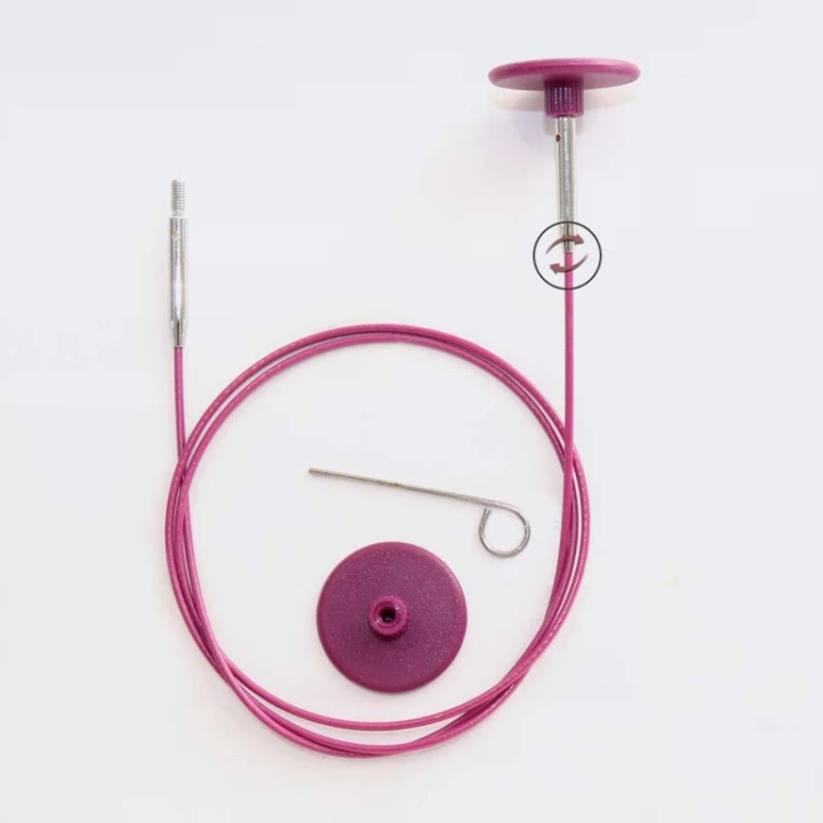 Wymienne żyłki do drutów KnitPro Swivel 360° fioletowe obrotowe 150 cm