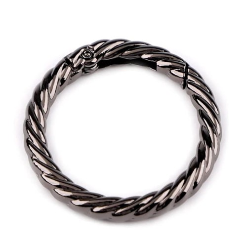 Karabińczyk okrągły ozdobny / czarny nikiel / średnica 32 mm / 1 szt