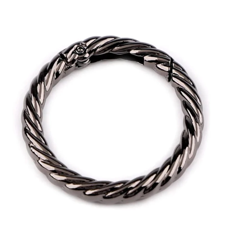 Karabińczyk okrągły ozdobny / czarny nikiel / średnica 32 mm / 1 szt