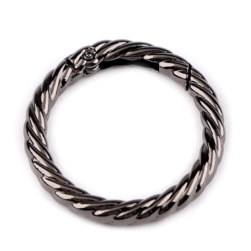 Karabińczyk okrągły ozdobny / czarny nikiel / średnica 32 mm / 1 szt