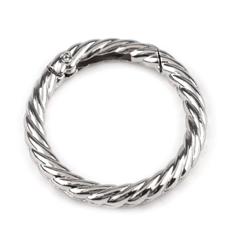 Karabińczyk okrągły ozdobny / nikiel / średnica 32 mm / 1 szt