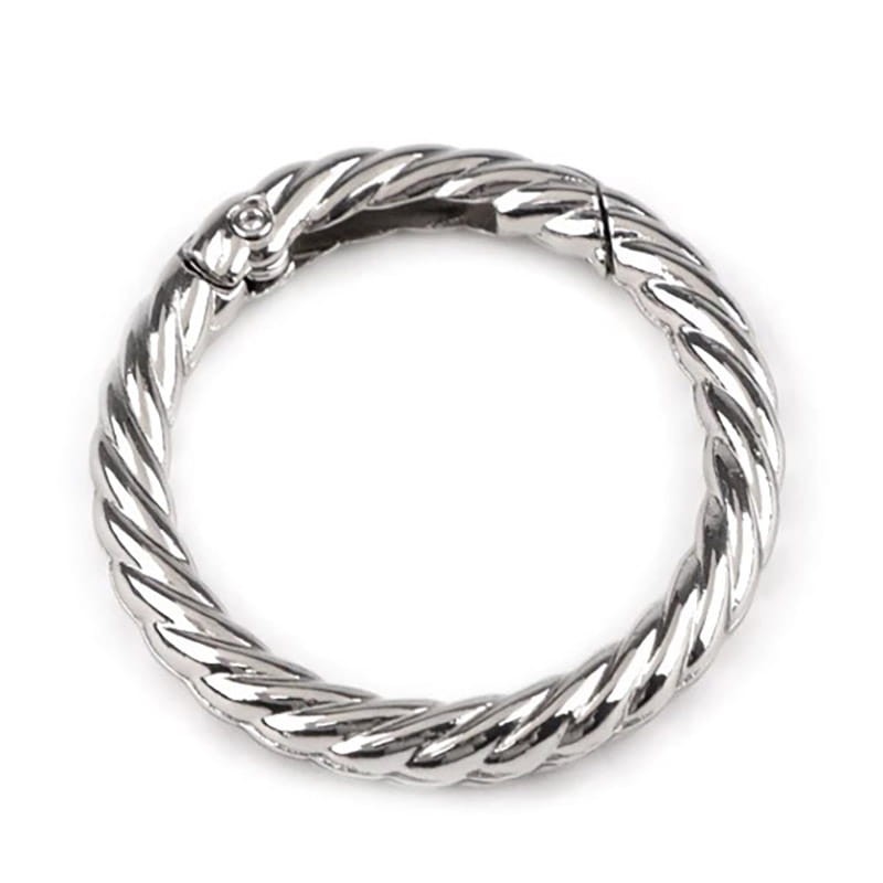 Karabińczyk okrągły ozdobny / nikiel / średnica 32 mm / 1 szt