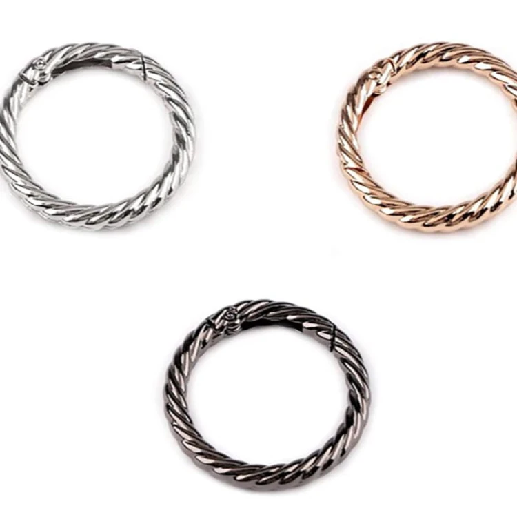Karabińczyk okrągły ozdobny / nikiel / średnica 32 mm / 1 szt