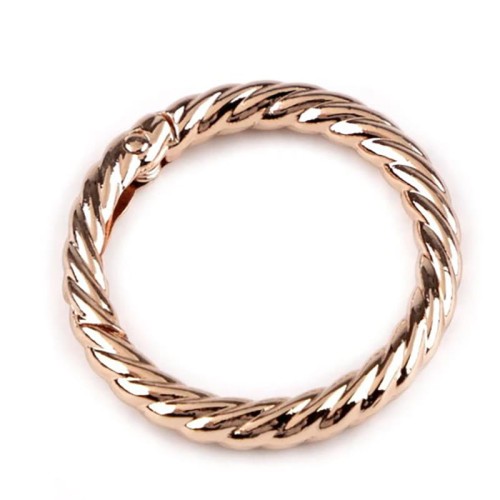 Karabińczyk okrągły ozdobny / różowozłoty / średnica 32 mm / 1 szt