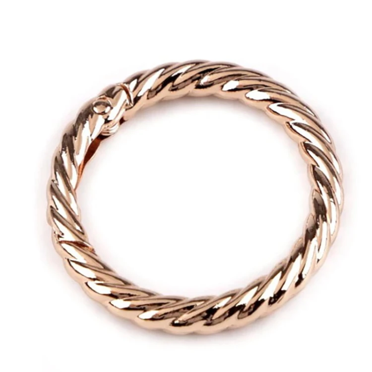 Karabińczyk okrągły ozdobny / różowozłoty / średnica 32 mm / 1 szt