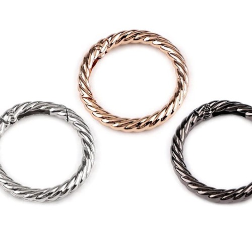 Karabińczyk okrągły ozdobny / różowozłoty / średnica 32 mm / 1 szt