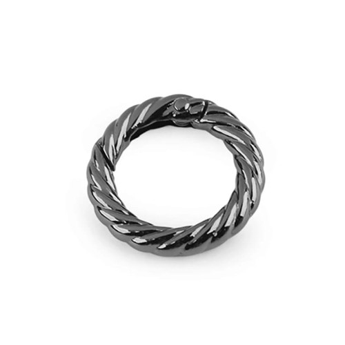 Karabińczyk okrągły ozdobny / czarny nikiel / średnica 20 mm / 1 szt