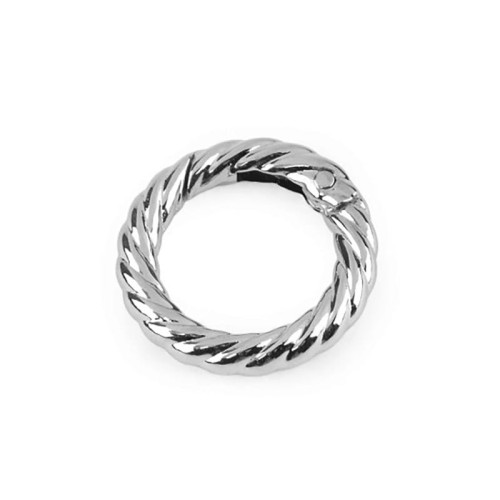 Karabińczyk okrągły ozdobny / nikiel / średnica 20 mm / 1 szt
