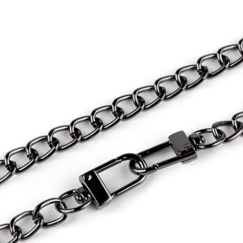 Łańcuszek do torebki z karabińczykiem / 8 mm / 125 cm / czarny nikiel / 930722