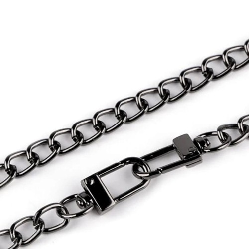 Łańcuszek do torebki z karabińczykiem / 8 mm / 125 cm / czarny nikiel / 930722