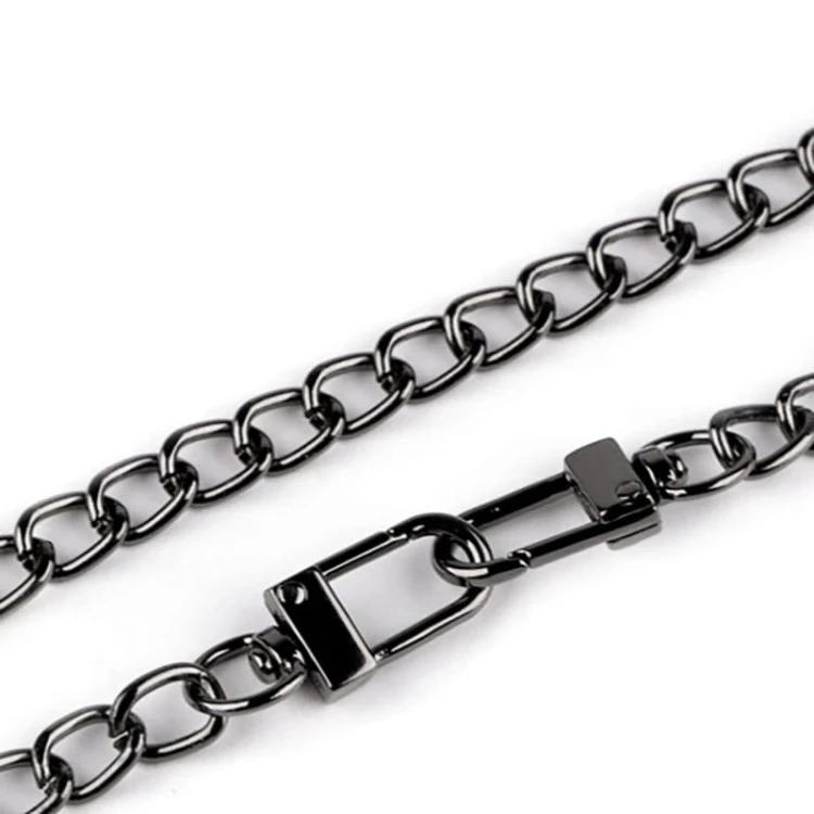Łańcuszek do torebki z karabińczykiem / 8 mm / 125 cm / czarny nikiel / 930722