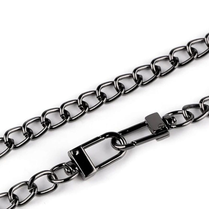 Łańcuszek do torebki z karabińczykiem / 8 mm / 125 cm / czarny nikiel / 930722