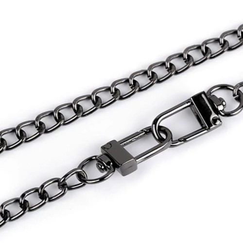 Łańcuszek do torebki z karabińczykiem / 6 mm / 125 cm / czarny nikiel / 930953