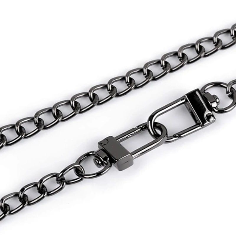Łańcuszek do torebki z karabińczykiem / 6 mm / 125 cm / czarny nikiel / 930953