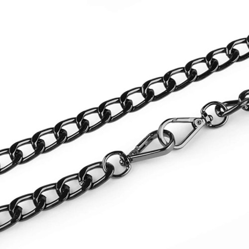 Łańcuszek do torebki z karabińczykiem / 12 mm / 125 cm / czarny nikiel / 930721