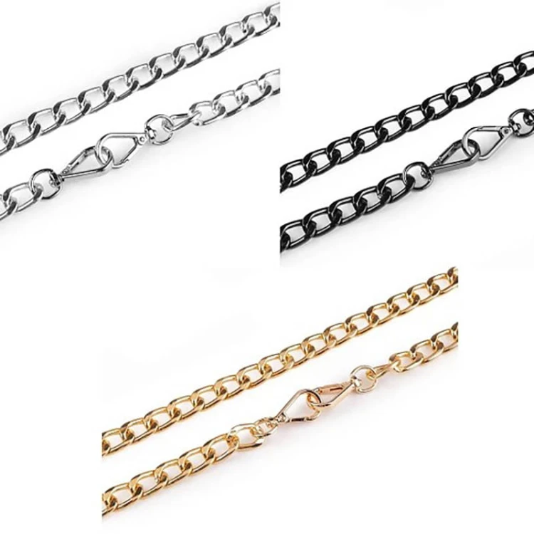 Łańcuszek do torebki z karabińczykiem / 12 mm / 125 cm / czarny nikiel / 930721