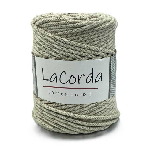 Sznurek La Corda Cotton Cord  5mm / rolka 100m / 180 jasny beż
