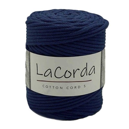 530granatowy.Sznurek La Corda Cotton Cord 5mm / rolka 100m / 530 granatowy