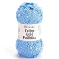 Włóczka z cekinami YarnArt Cotton Gold Paillettes 7110 / niebieski ze srebrem