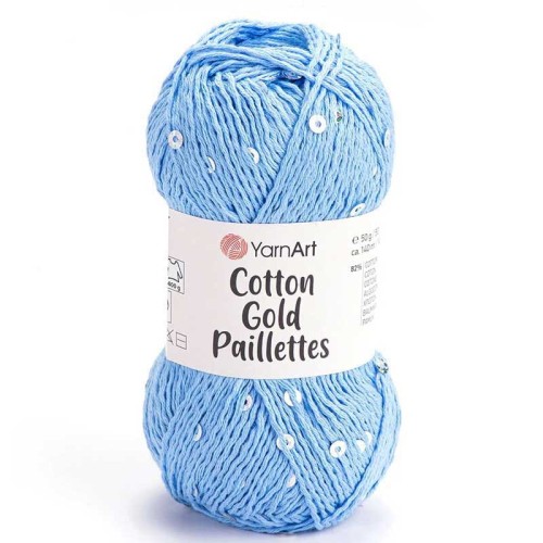 Włóczka z cekinami YarnArt Cotton Gold Paillettes 7110 / niebieski ze srebrem