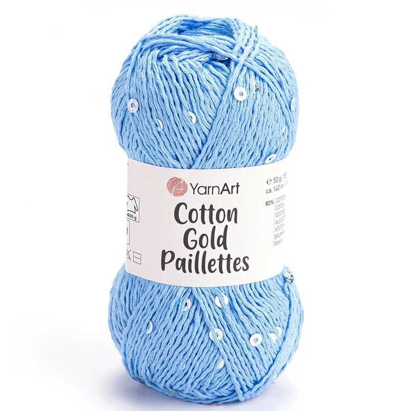 Włóczka z cekinami YarnArt Cotton Gold Paillettes 7110 / niebieski ze srebrem