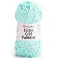 Włóczka z cekinami YarnArt Cotton Gold Paillettes 7112 / mięta ze srebrem