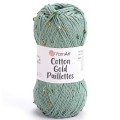Włóczka z cekinami YarnArt Cotton Gold Paillettes 7113 / szałwia ze złotem