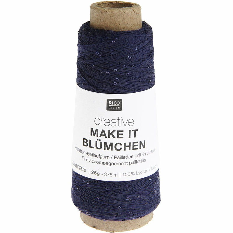 Włóczka / nić z cekinami Rico Design Creative Make It Blümchen 015 / granat
