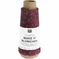 Włóczka / nić z cekinami Rico Design Creative Make It Blümchen 016 / bordo
