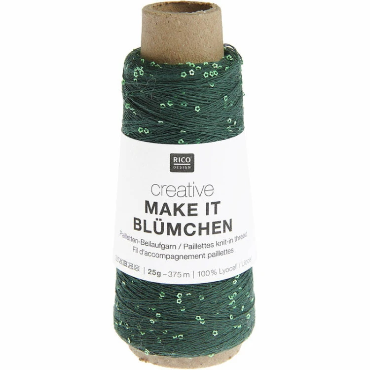 Włóczka / nić z cekinami Rico Design Creative Make It Blümchen 017 / bluszcz