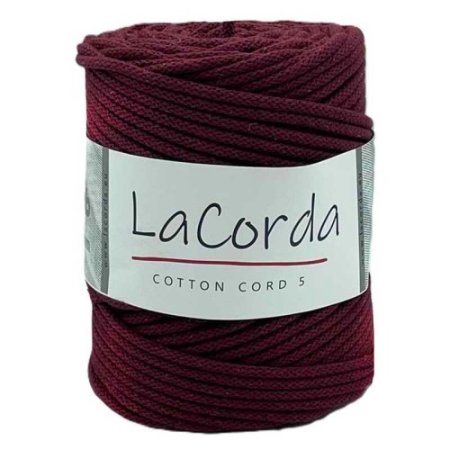 Sznurek La Corda Cotton Cord  5mm / rolka 100m / 260 burgund
